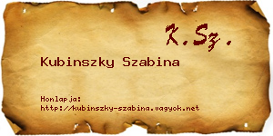 Kubinszky Szabina névjegykártya